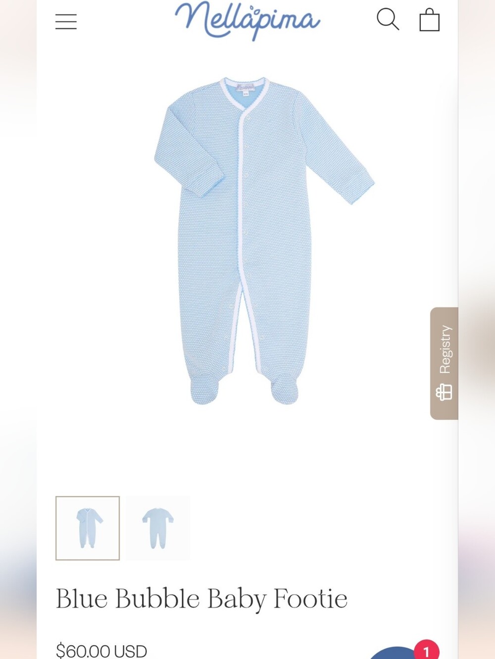 Nellapima Blue Bubble Baby Footie | 6-9 Months